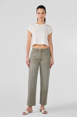 $575 NWT Triarchy Birkin Chap Mid-rise Straight Leg Crystallized Green Jeans 26